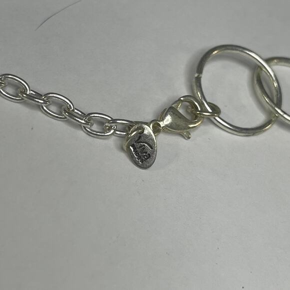 Viva Beads silver necklace silver tone green clay beads signed chunky beaded - Picture 5 of 11